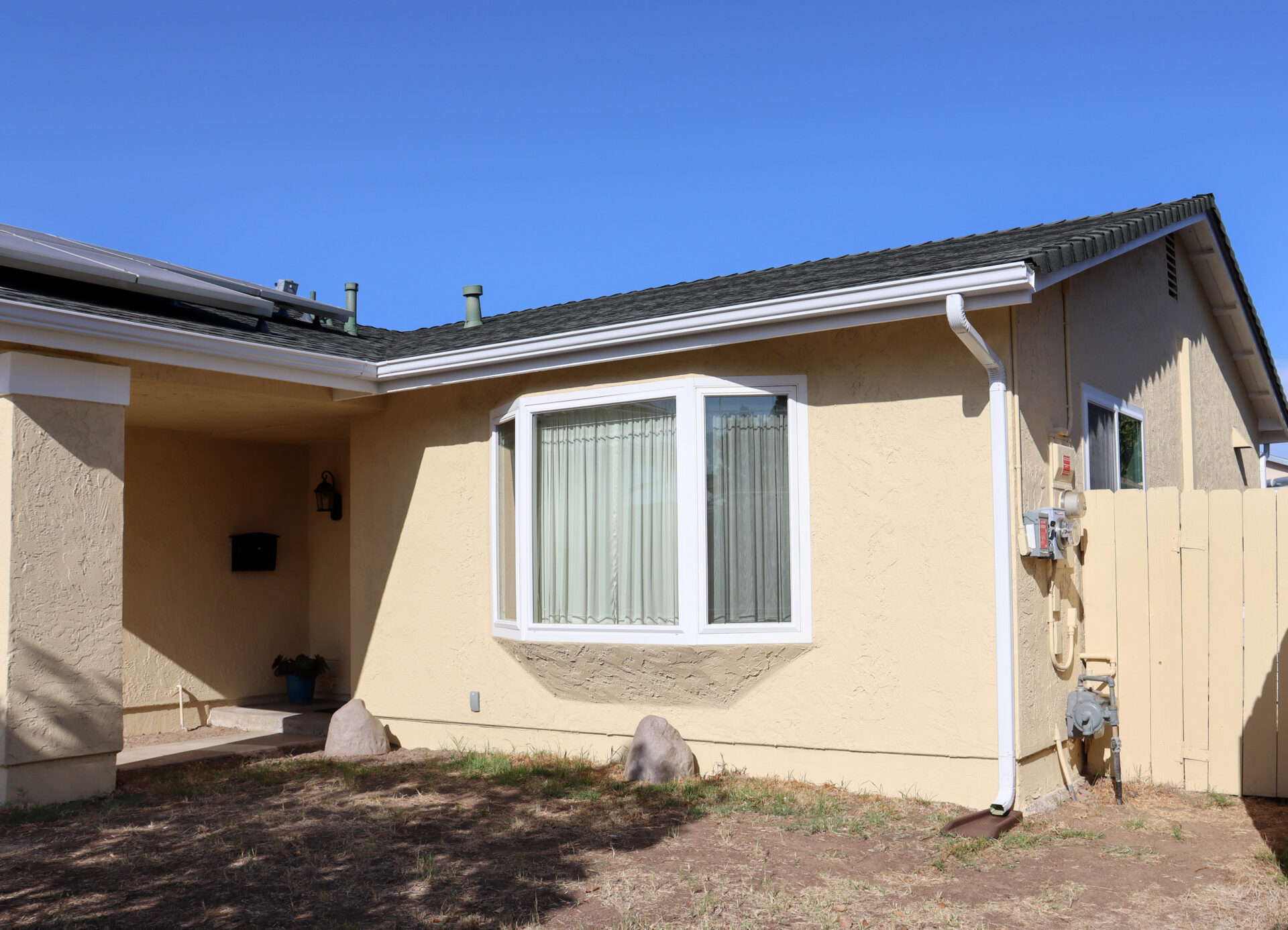 Aluminum gutters installed on a single-family home