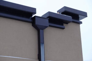 Modern building with box gutters.