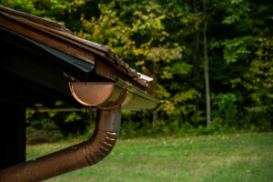 Half round copper gutters on a home.