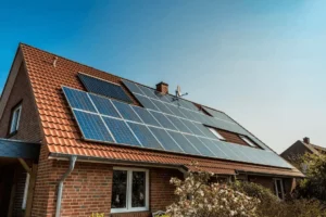 Solar panels on a home roof